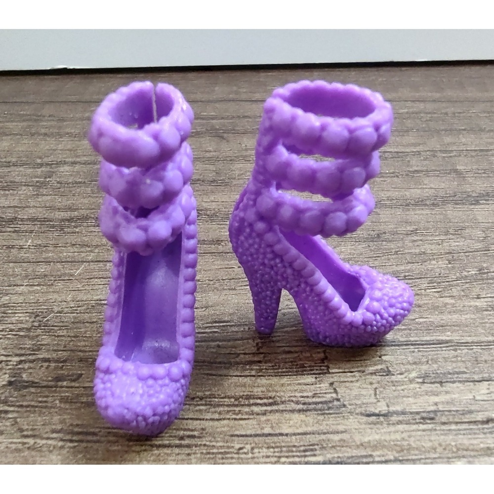 Barbie Purple Textured Shoes Fashionistas Triple Ankle Strap Heels Studs Z9